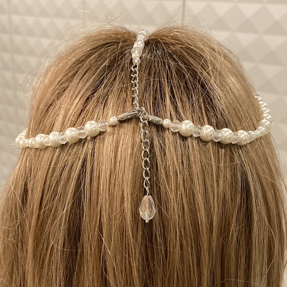 Boho crystal and ivory pearl headpiece crown - Picture 3 of 5